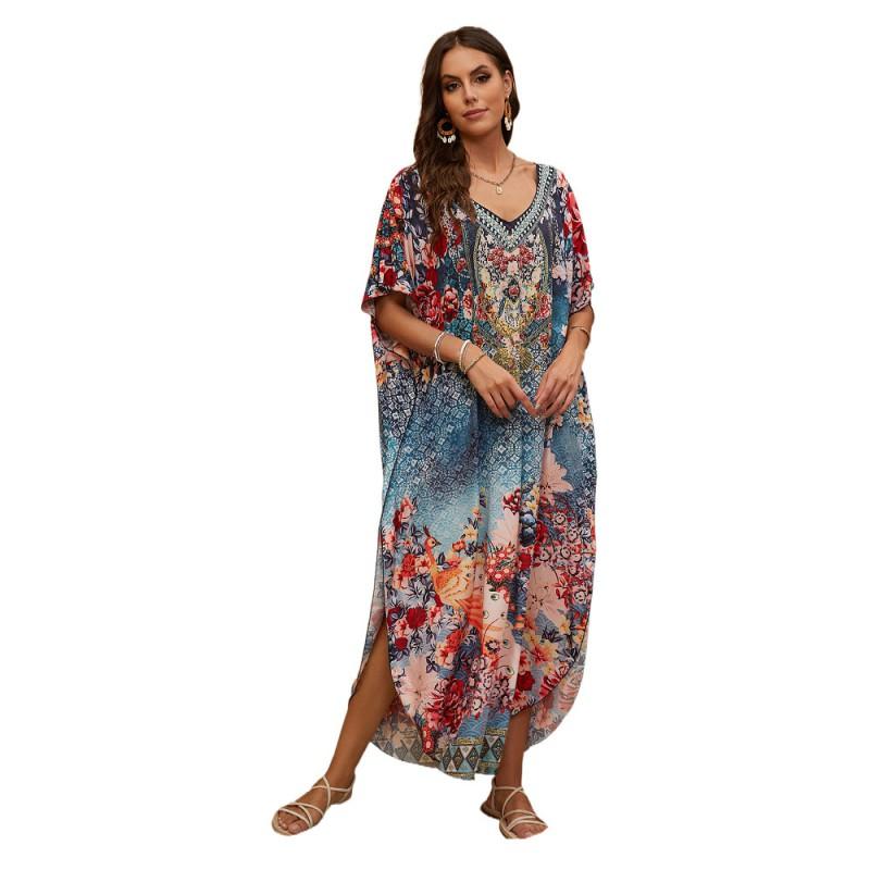 Womens Loose Beach Cover Up Kimono Style Swimwear Overlay UV Protection Lightweight Long Robe Pool Vacation