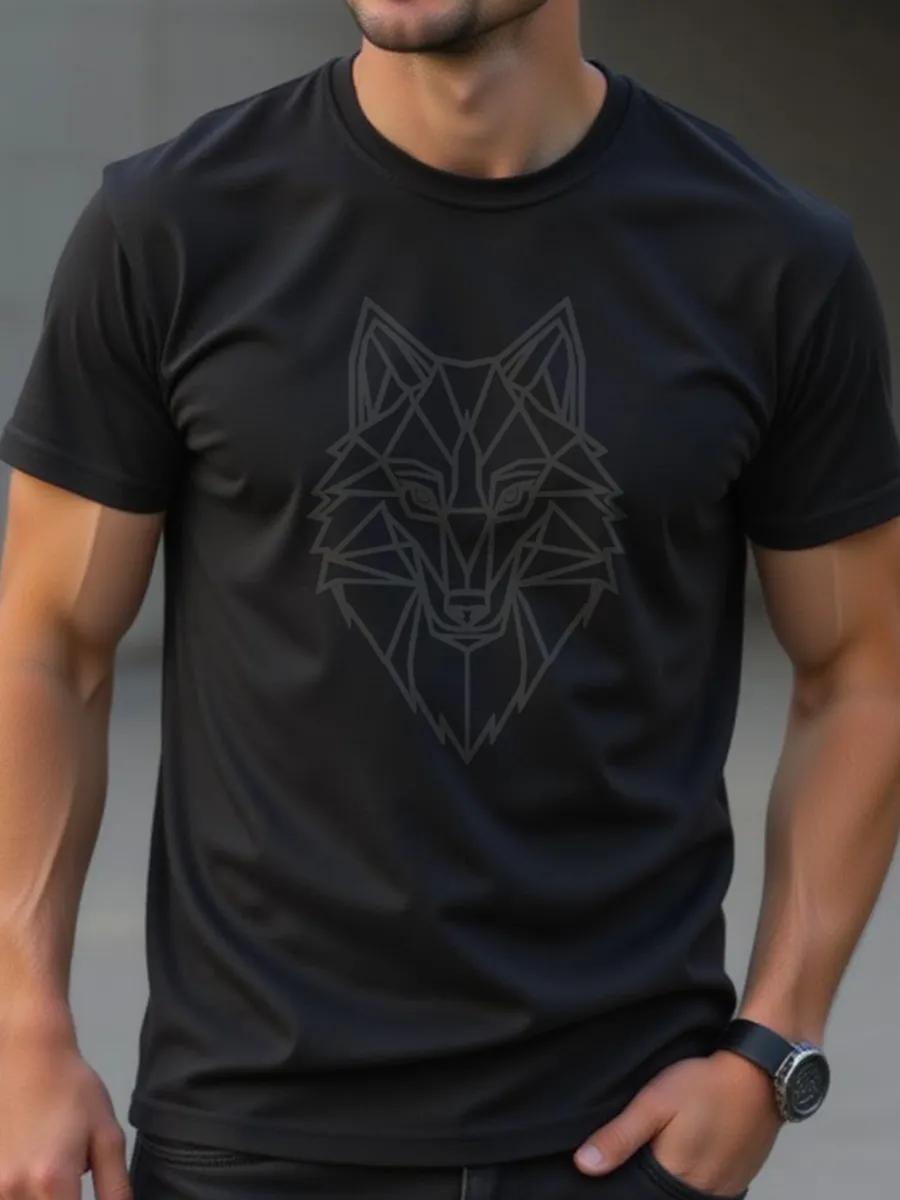 Black cotton oversized print T-shirt L