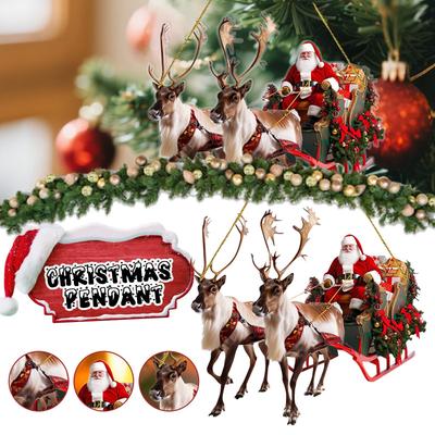Christmas Decorative Pendants, Claus And Sleigh, Holiday Pendants, Christmas Tree Decorations