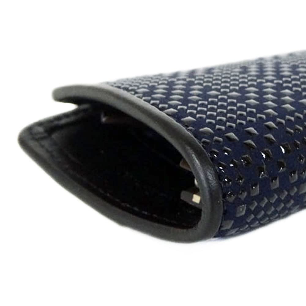 Indenya Eyeglass Case 4203 Navy Deerskin Ichimatsu Pattern Black Lacquer 16x7.3cm