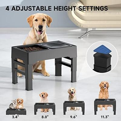 Elevated Dog Bowl, Adjustable Raised Dog Bowl with Slow Feeder Dog Bowl and Dog Water Bowl Non-Spill for Small Medium Large Dogs