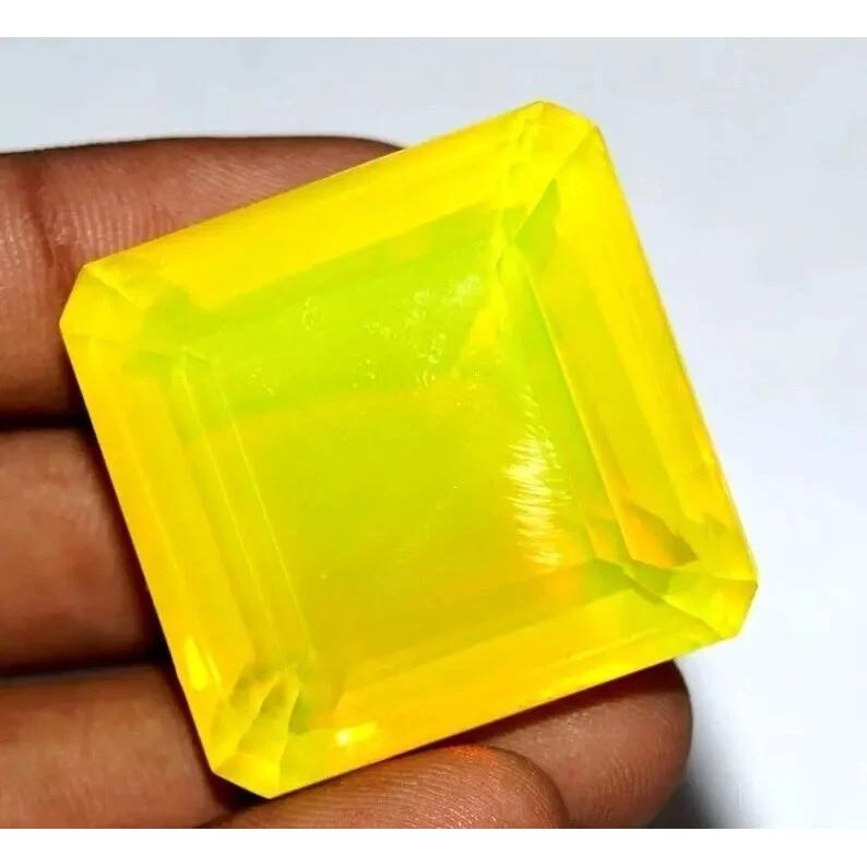 Yellow Opal Square Cut 50+ Ct Stunning Certified Loose Gemstone