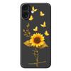 For iPhone 17 Case Golden Butterfly Sunflower Pattern Printing Straight Edge TPU Phone Back Cover