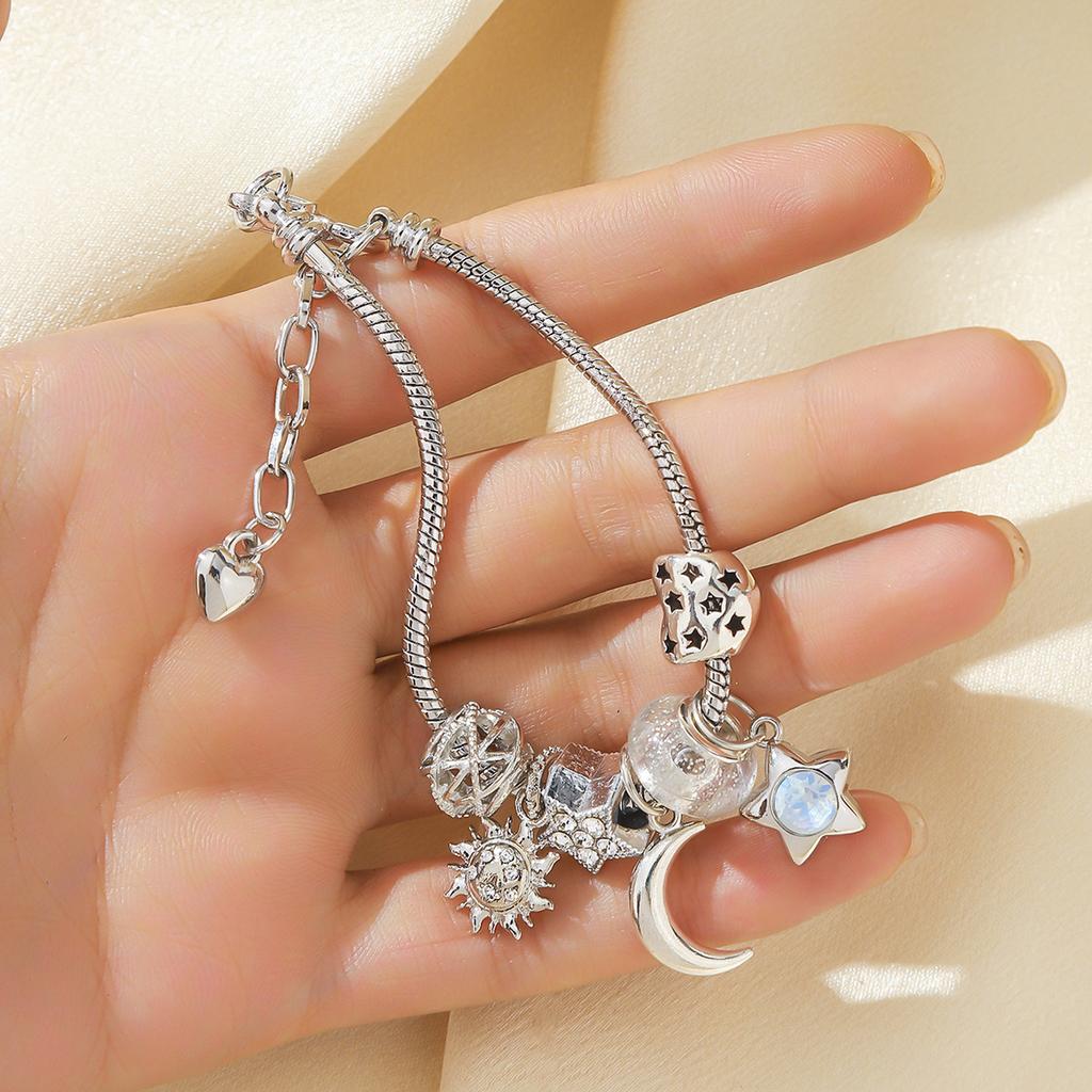 1PC Women's Fashion Pan Family Multi Element Star Moon Beaded Bracelet Date Travel Banquet Party Holiday Dressing Gift