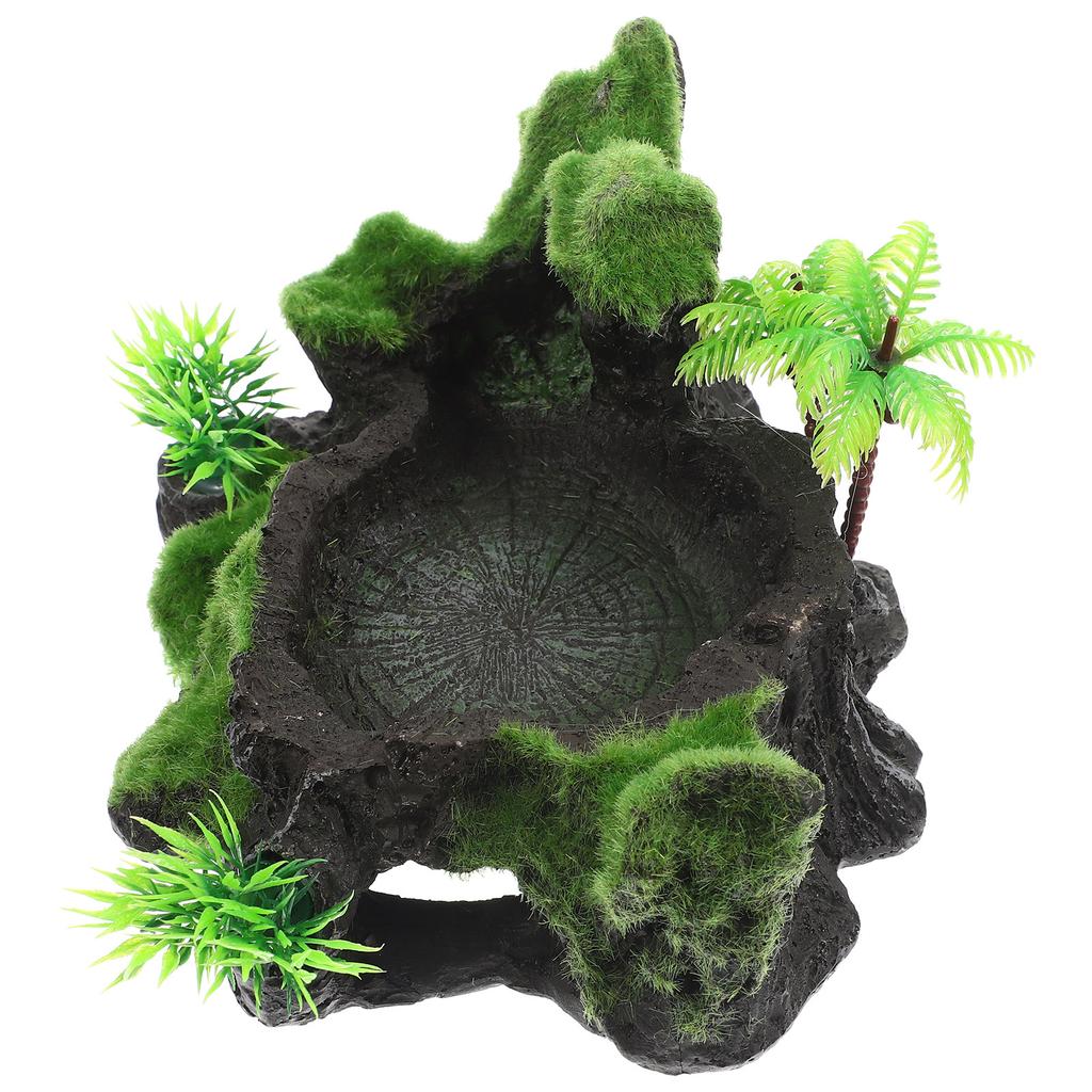 Reptile Feeding Dish Resin Wear-Resistant Natural Water Dish Safety Use Terrarium Decorative Reptile Snack Accessory