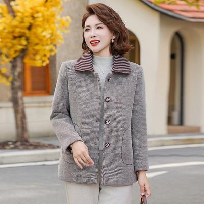 Mom's Autumn and Winter Fleece Jacket, Old and New, Spring and Autumn Women's Clothing, Short Temperament Woolen Casual Top