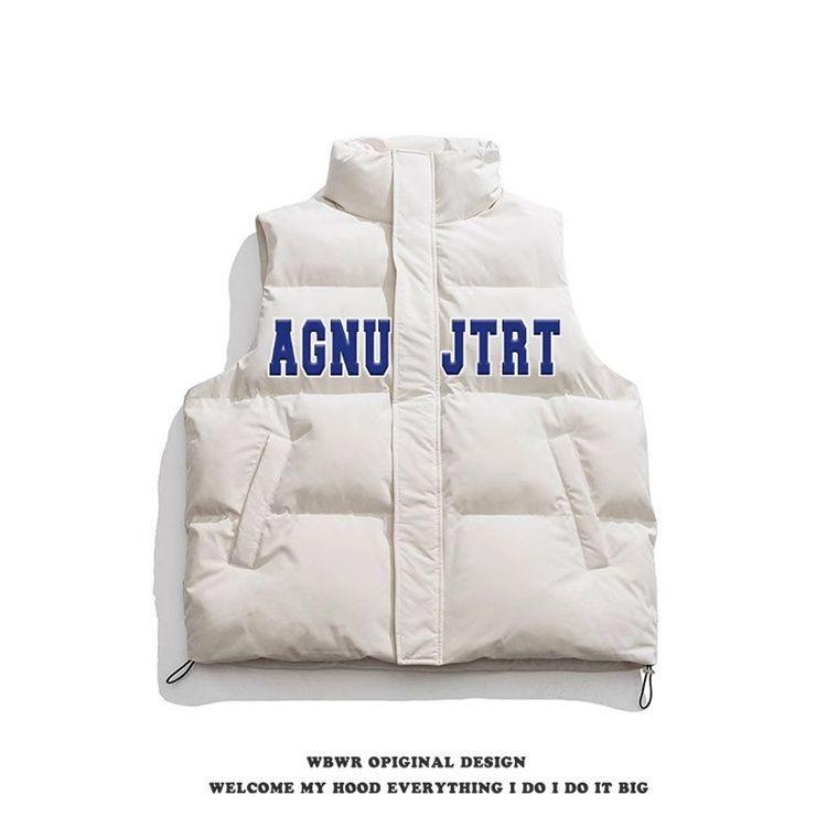 Unisexowa bawełniana kamizelka w stylu koreańskim: Modny stójkowy kołnierz, dopasowany krój, pogrubiony dla ciepła