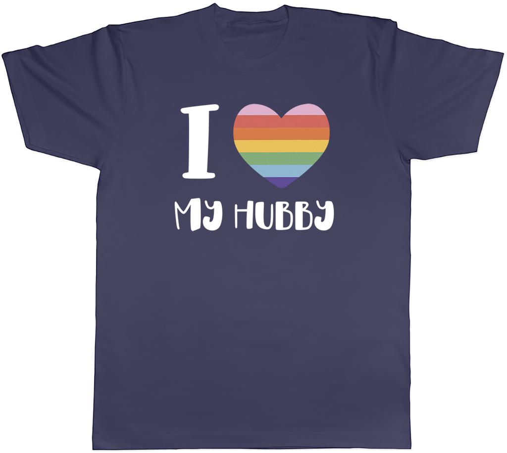 I Love My Hubby Rainbow Heart Unisexs TShirt Tee Gift Top