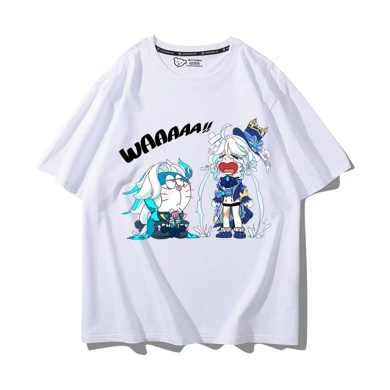 Popolari T-shirt da Uomo Genshin Impact Furina Stampa 3D Manica Corta Magliette Moda Uomo Donna Girocollo Top Abbigliamento Estivo