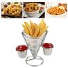 Iron Fries Display Stand Sliver Fries Baskets Durable French Fry Cone Holder  Buffet Party