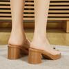 Fashion Women's 2025 Summer Newest Style Fashion Thick Heel Women Slippers Transparent Mid-heel Female Sandals