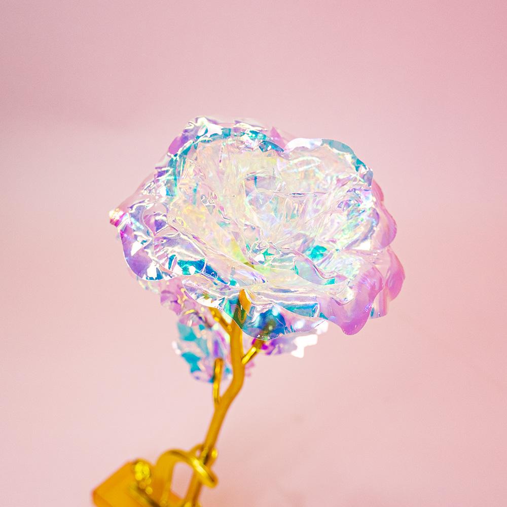 Hot Beauty Foil Iridescent Rose Artificial Flower Birthday Valentine'S Day Anniversary Christmas Gifts For Wife And Girl Friend
