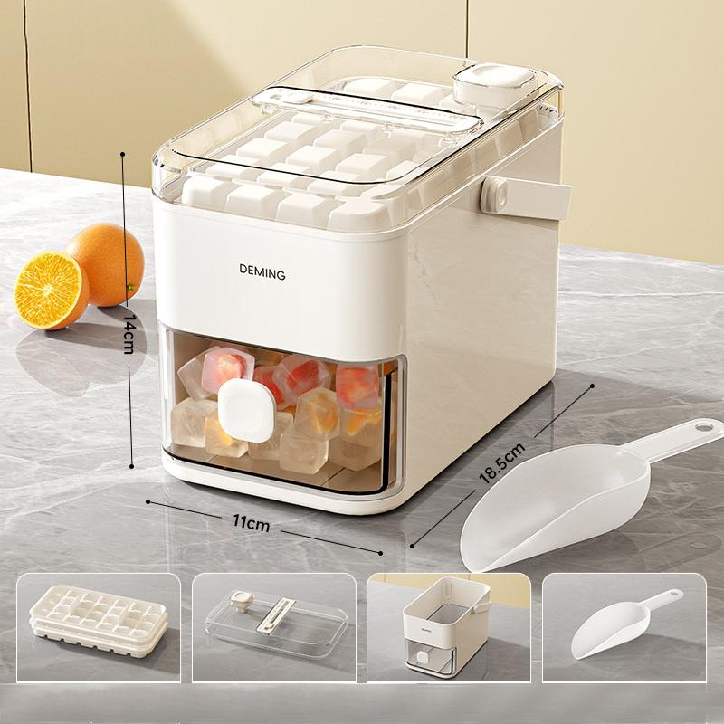 

28/56-Cube Ice Maker With Easy Press Cap - Double Layer, Press Portable Design, Household Ice Storage Ice Box