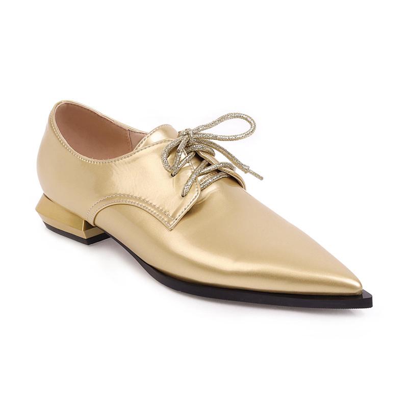 Fashion Western Women's Flats Pointed Toe Loafer Shoes Woman Sexy Lace-up Pointed Toe Oxford Shoes For Women Spring Footwear Large Size