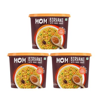 MOM - Meal of the Moment Veg Biryani with Shahi Gravy, 140g (Pack of 3) Ready To Eat
