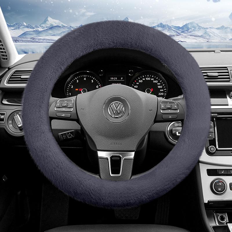 Suitable for Volkswagen Plush Steering Wheel Cover, Autumn and Winter Warm Non-Slip Protective Cover, Golf Tiguan Polo T-Roc Jetta Id.4 Id.3 Atlas