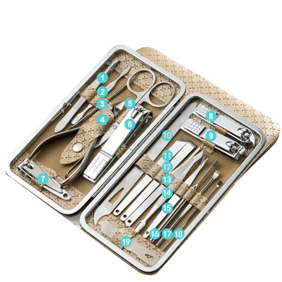 19Pcs/Set Metal Nail Toe Clippers Manicure Trimmer Face Hand Care Pedicure Tools