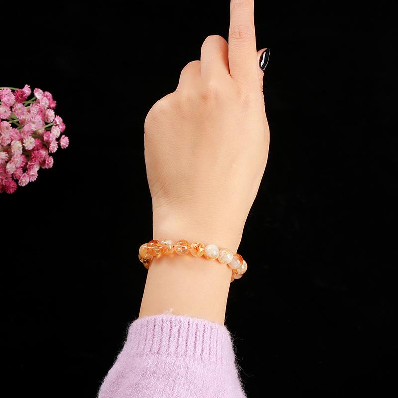 Golden Rutilated Quartz Bracelet Natural Crystal Beads Stretch Bracelet for Women Healing Energy Jewelry