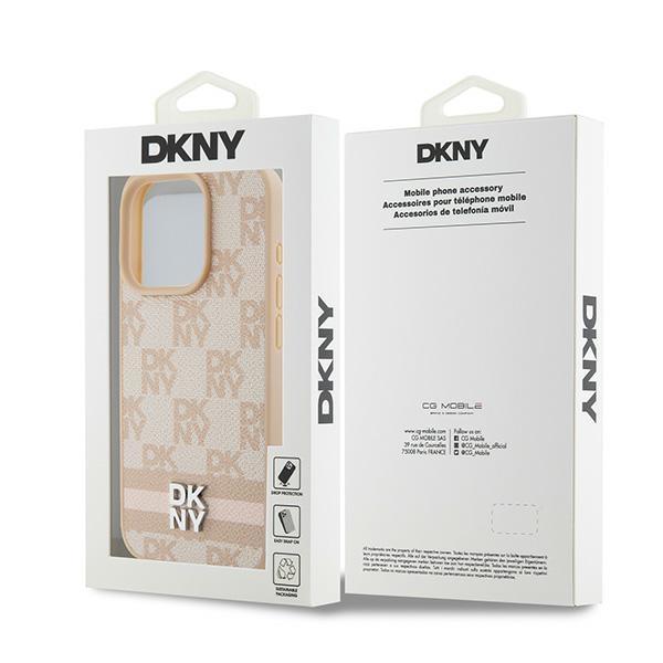 Dkny Dkhcp15Lpcptssp Iphone 15 Pro6.1 Różowy/Pink Hardcase Leather Checkered Mono Pattern & Printed Stripes