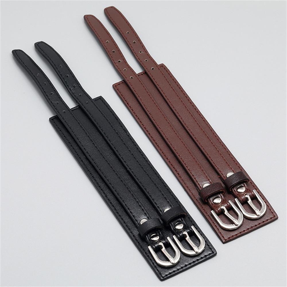 European and American Double-Row Punk Leather Bracelet