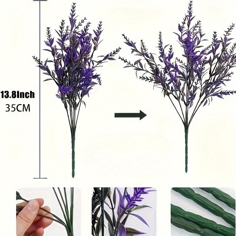10 Bundles of Artificial Lavender Flowers, UV Resistant Fake Outdoor Plants, Perfect for Spring and Summer Garden Yard Decor, Home Room Decor