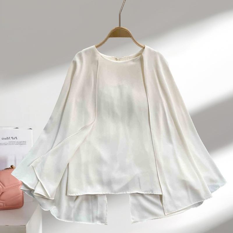 Fashion Long Sleeve Plus Size Women's Pullover Shirts Solid Temperament Summer Thin Casual Loose Tops Blouses Woman Round Neck Office Lady Shirt 26449