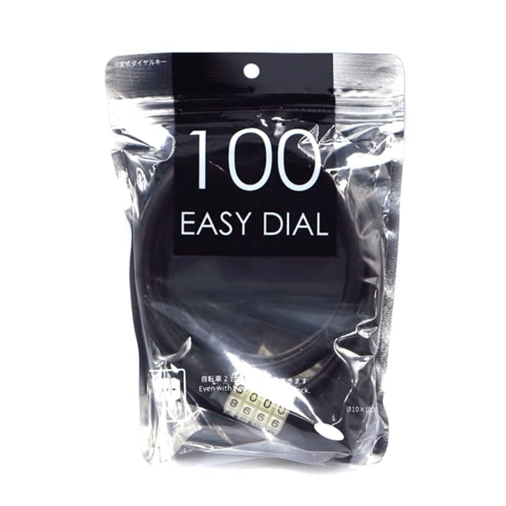 Asahi Cycle Easy My Dial Lock, 10x1000mm, Black, Bicycle Wire Lock