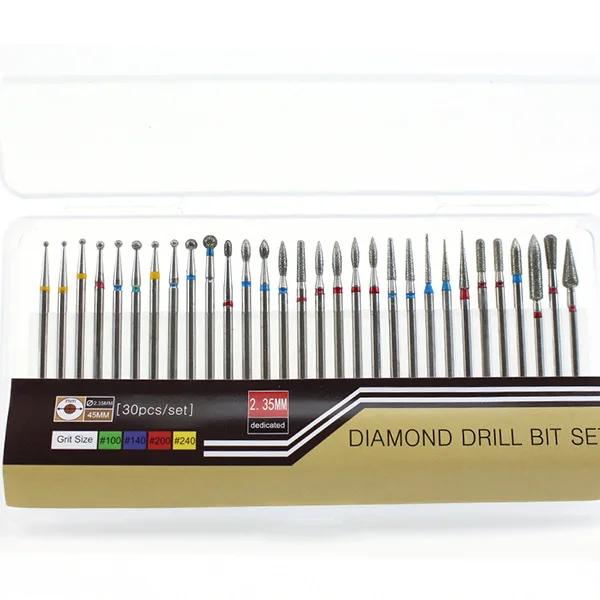 Набор из 30 штук алмазных фрез, твердосплавных насадок для маникюрного аппарата, для удаления кутикулы, из вольфрама