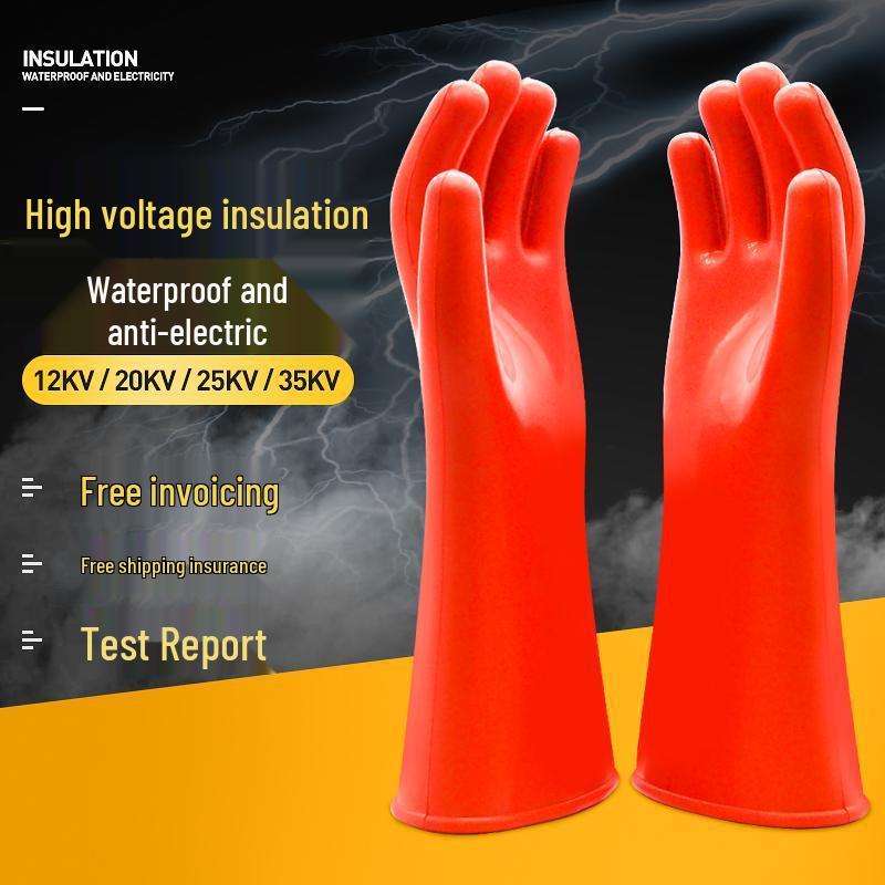 12KV Insulated Electrician Gloves, 25KV High Voltage Rubber Gloves for Live Work