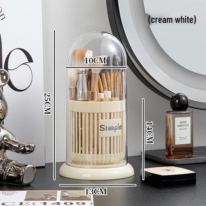 Rotating Makeup Storage Tube: Dustproof Vanity Organizer with Lid for Lipstick, Eyeshadow Brushes & Eyebrow Pencils