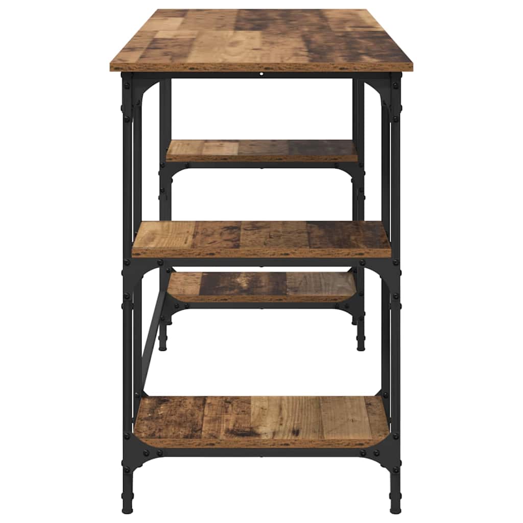 Vintage Style Desk with Shelf Reclaimed Wood Look 140 x 50 x 75 cm Particleboard
