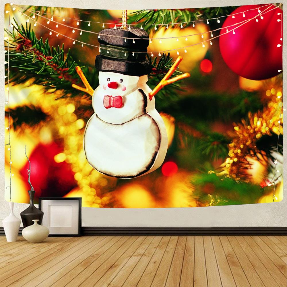 Christmas Snowman Decorative Print Pattern Tapestry Home Living Room Bedroom Wall Background Fabric Tapestry