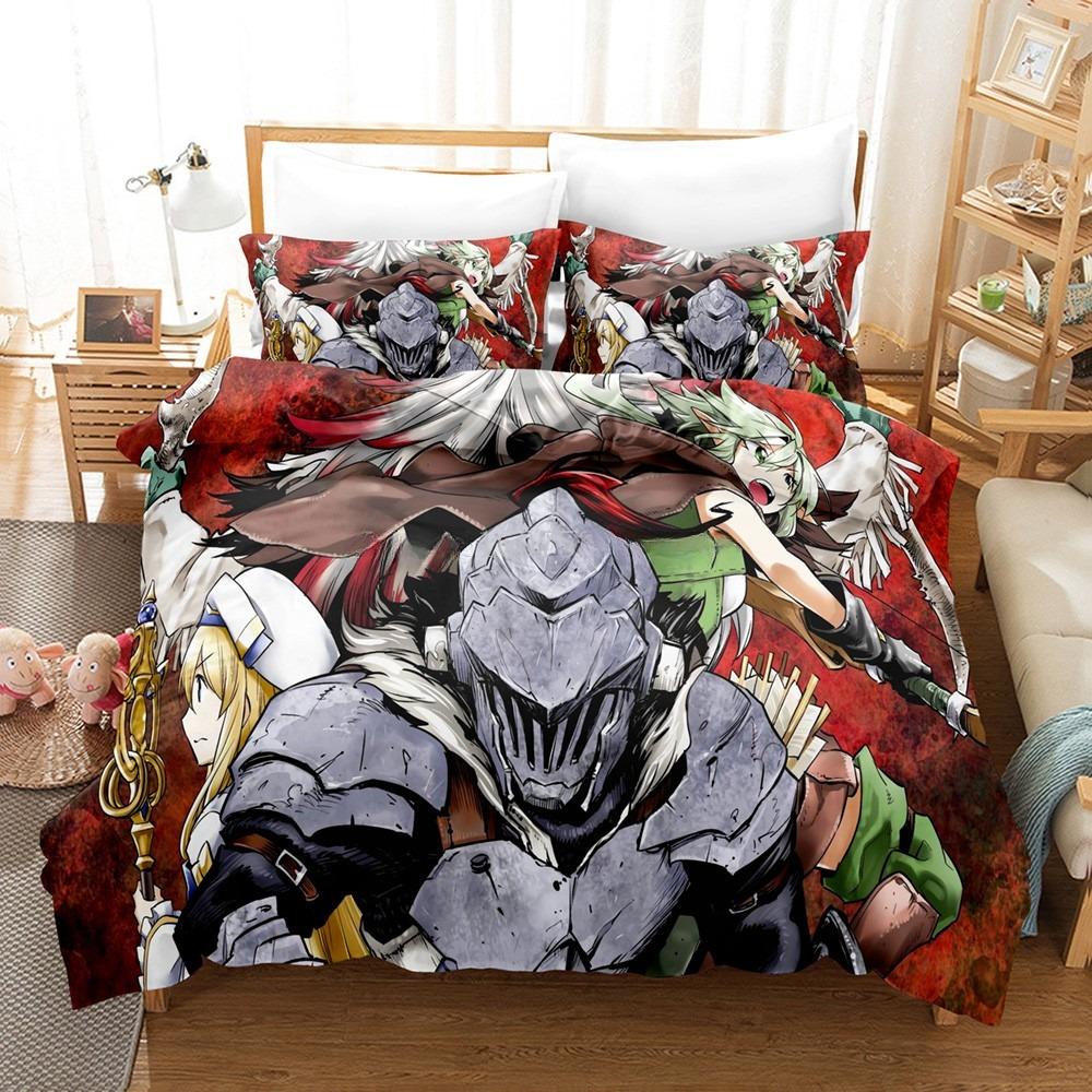 Anime Goblin Slayer Bedding Set Duvet Cover Pillowcase Queen King Size Lovely Bedclothes For Kids Adults Bedroom Decor