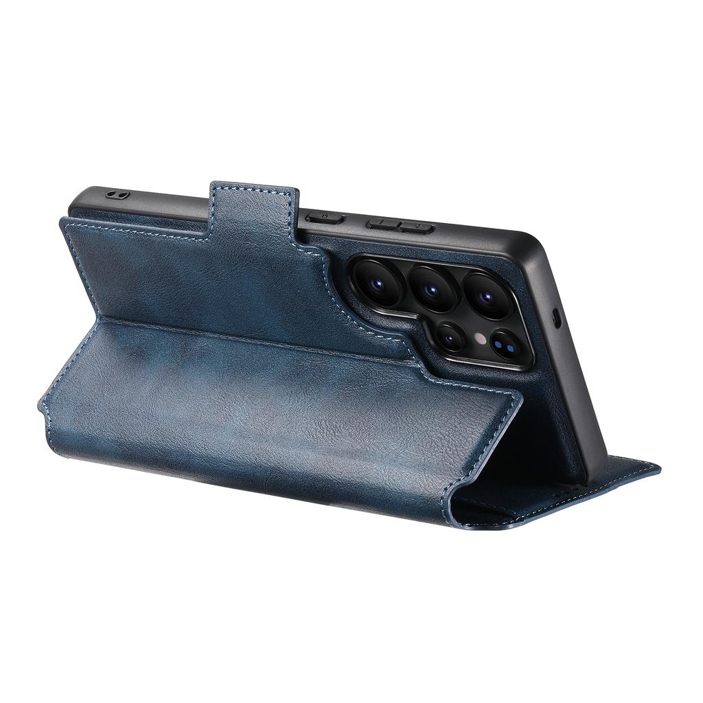 SUTENI Q-07 For Samsung Galaxy S23 Ultra Case Magnetic Color Splicing Cowhide Texture Leather Cover