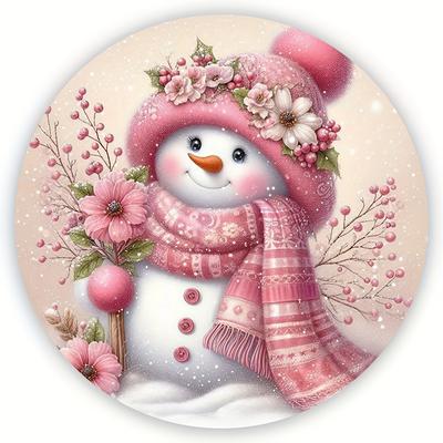 Christmas Wreath Center Decoration - Wooden Circular Festival Wall Door Hanging Decoration Snowman Christmas Home Decoration