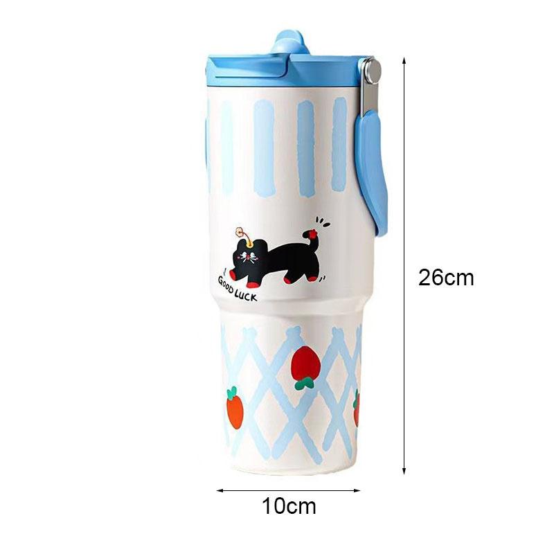 Cat And Dog Diary Stainless Steel Tumbler With Straw - Vacuum Insulated Water Bottle Reusable Cup With Straw