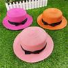 Korean Style Women's Straw Sun Hat with Flat Brim and Bow – Trendy Summer Beach Hat for Sun Protection