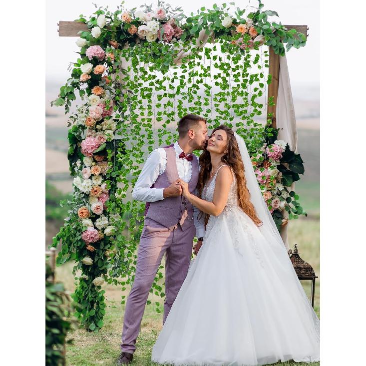 Kalolary 12 Pack Artificial Ivy Garlands, 88FT Scindapsus Leaf Fake Vines Plants Greenery Hanging Plants Vine Fake Plants for Wedding Bedroom