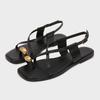 Fashion Metal Buckle Decoration Over Toe Flat Sandals Women Fashion Ankle Strap GLADIATOR Sandals Luxury Designer Summer Beach Slippers