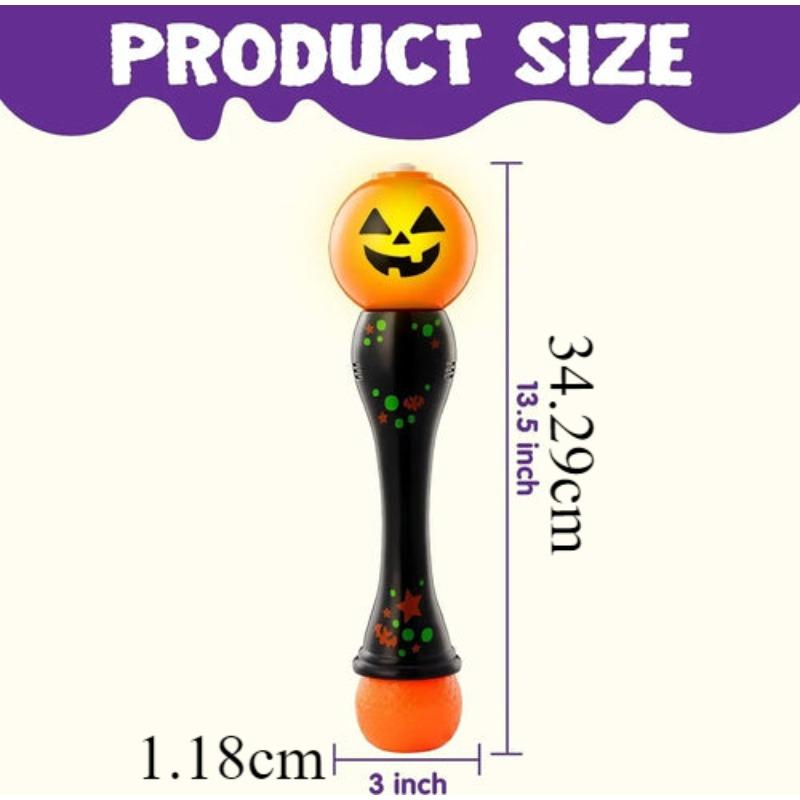 Halloween Bubble Wand, 14" Illuminating Bubble Wand for Kids, Halloween Light Up Pumpkin Bubble Blower Wand