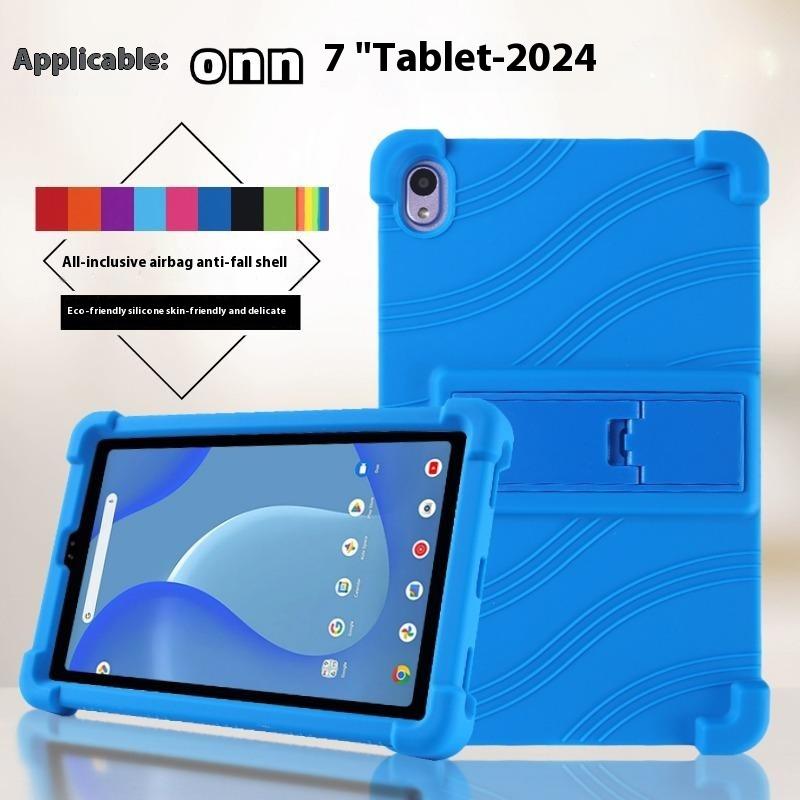For Walmart Onn 7 inch Tablet Gen 4 (2024) Silicone Case with Kickstand Rugged Protective Cover