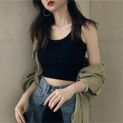 Sexy débardeur noir licou haut court femmes été Camis dos nu Camisole mode décontracté Tube femme sans manches recadrée gilet