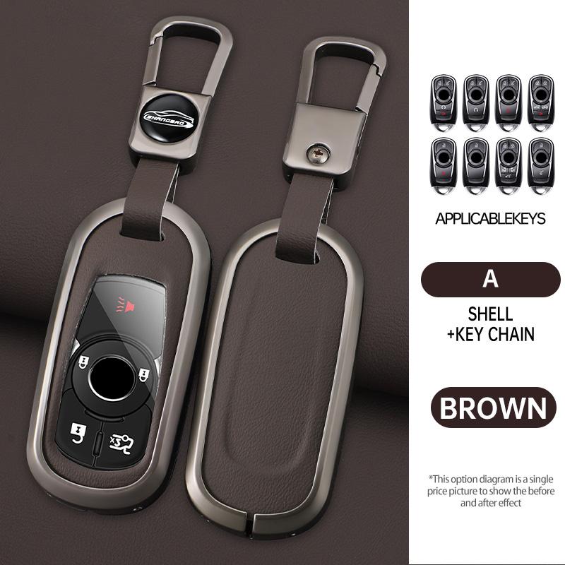 Auto Key Fob Cover Fit For Buick B 5 Buttons Opel Astra G H J Mokka Insignia Vectra Meriva Corsa Zafira Zinc Alloy+Leather Auto Accessories