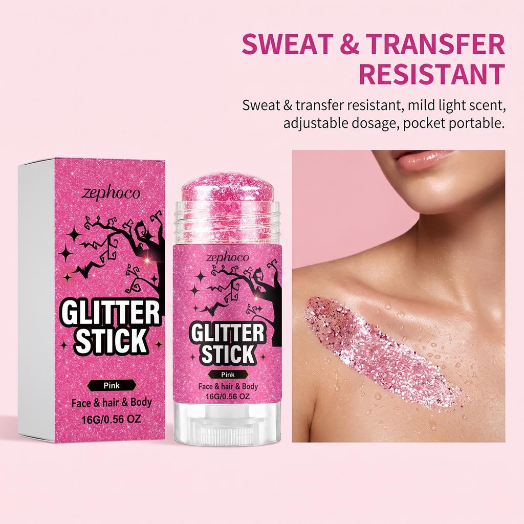 Halloween Glitter Makeup Stick Pink Shimmer Eye Face Makeup Pen Festival Party Cosmetic Stick