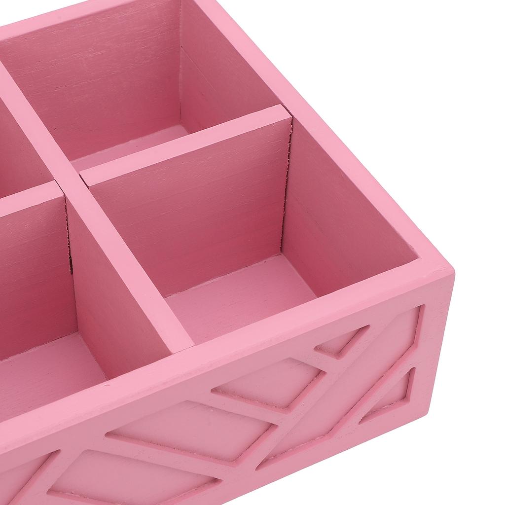 Coffee Station Organizer with Small Dividers Wooden Coffee Bar Accessories Storage Box for Countertop Decor Pink