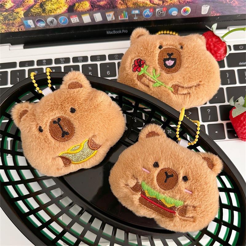 Niedliche Kreative Quietschende Capybara Plüschpuppe Stofftier Schlüsselanhänger Anhänger Taschenanhänger Mädchenhafter Rucksack-Anhänger Kinder Geburtstagsgeschenk