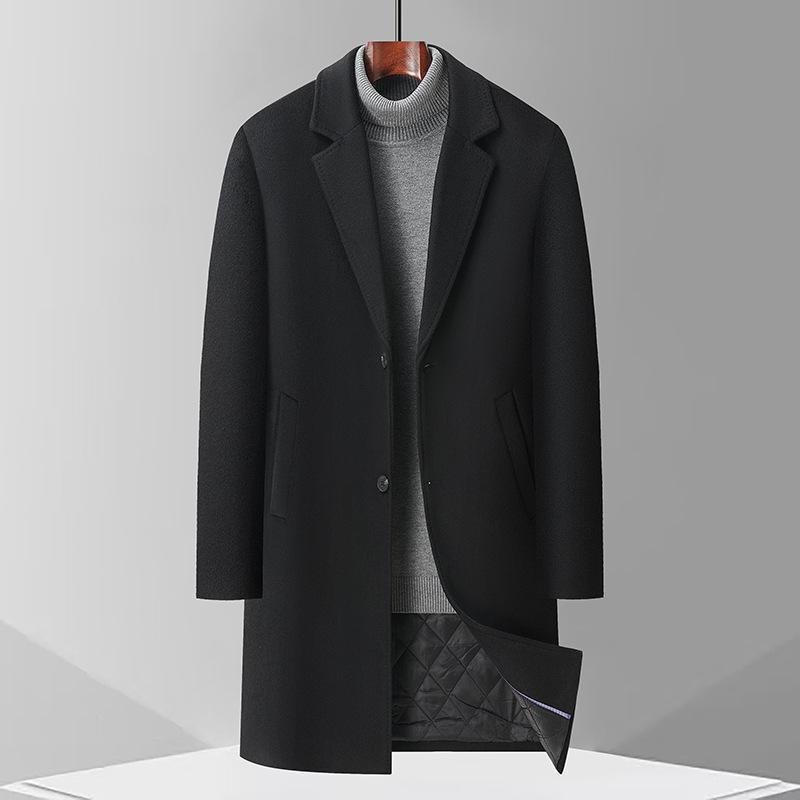 Men's Thickened Wool Trench Coat - Mid-Length, Autumn/Winter Business Style