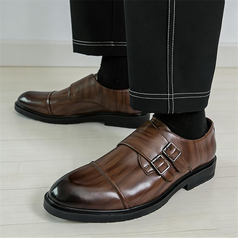 Britain Gentleman Monk Strap Loafers For Men Black Brown Patent Leather Shoes Designer Formal Wedding Dress Homecoming Footwear