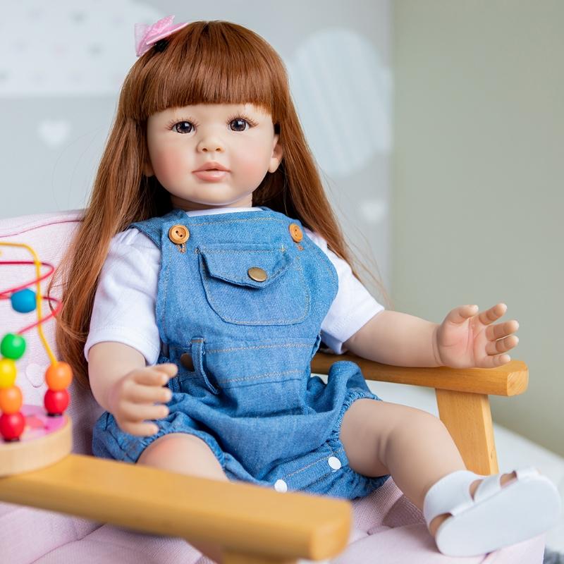 23’’ Baby Girl Cuddle for Doll Reborn Simulation Toy Lovely Heavy Weight Lifelike Toy with Rooted Hair Newborn Birthday