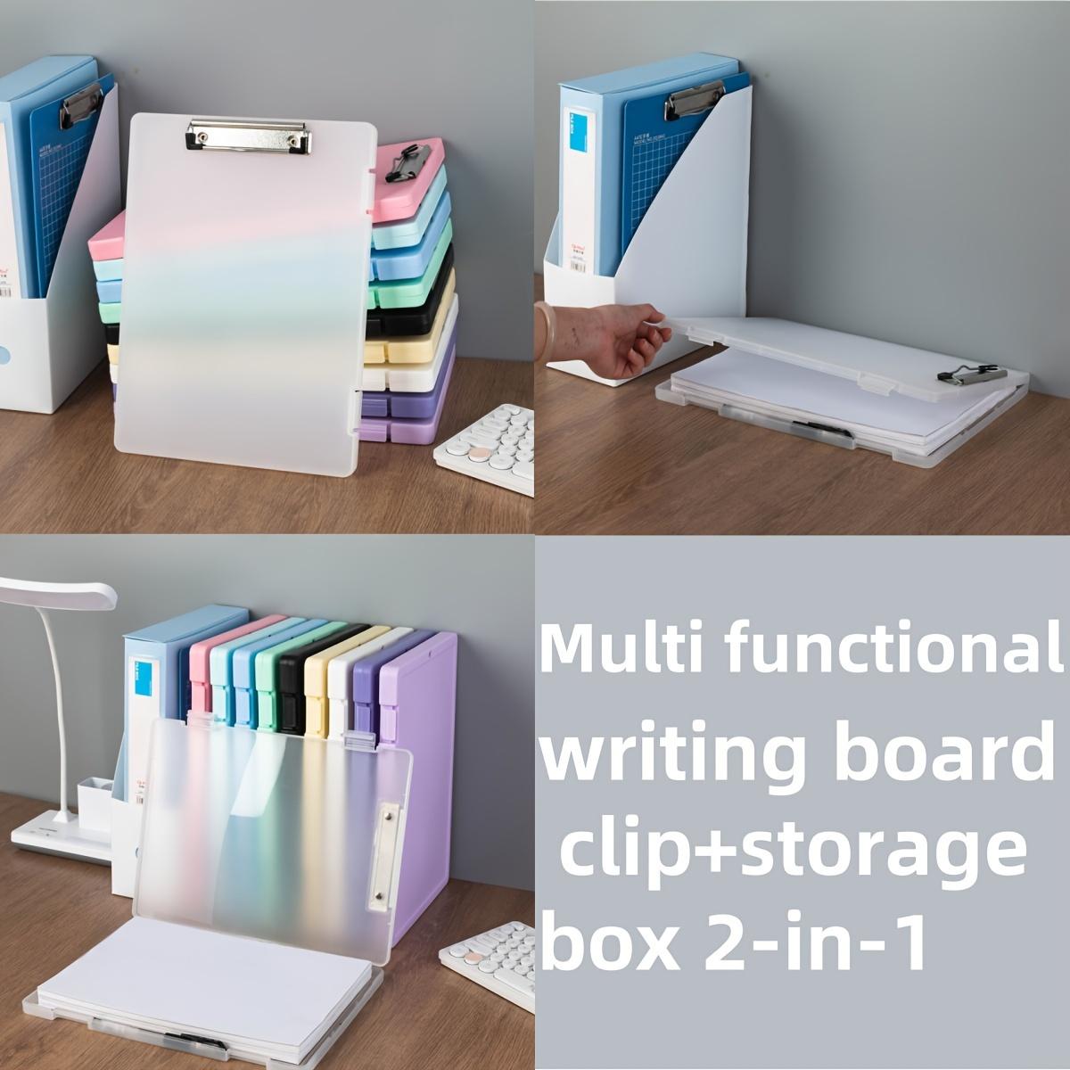 

1pc Large Capacity A4 Clipboard with Writing Pad - Storage Box Organizer for Students & Professionals, Office Supplies чистый